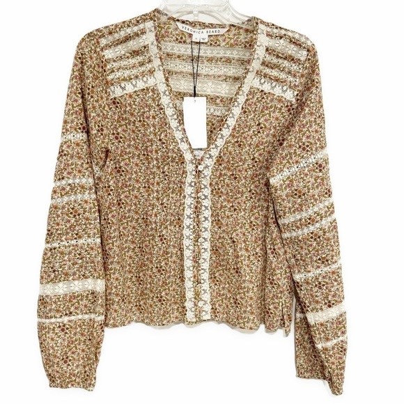 Veronica Beard | Lyanna Floral Lace Top Cotton Size 10 - Picture 4 of 9